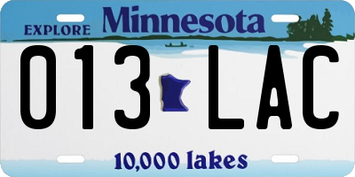 MN license plate 013LAC