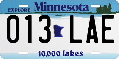 MN license plate 013LAE