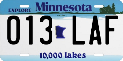 MN license plate 013LAF