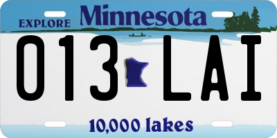 MN license plate 013LAI