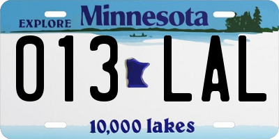 MN license plate 013LAL