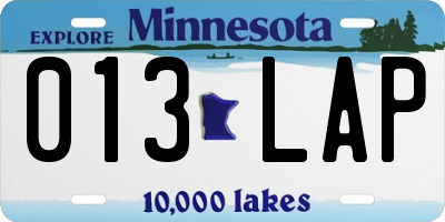 MN license plate 013LAP