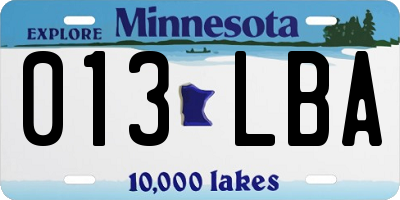 MN license plate 013LBA
