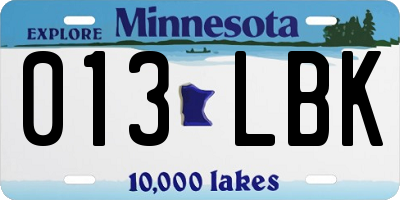 MN license plate 013LBK