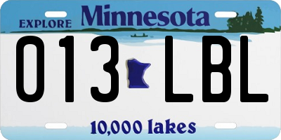 MN license plate 013LBL