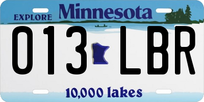 MN license plate 013LBR