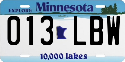 MN license plate 013LBW
