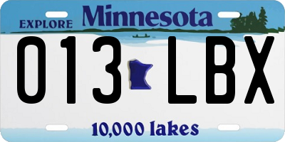 MN license plate 013LBX
