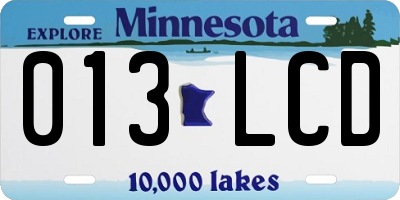 MN license plate 013LCD