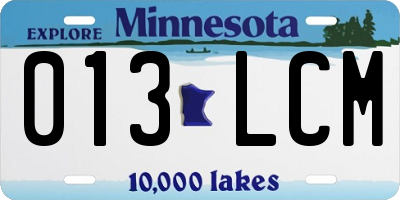 MN license plate 013LCM