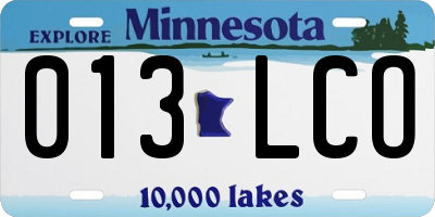 MN license plate 013LCO