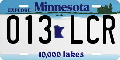MN license plate 013LCR