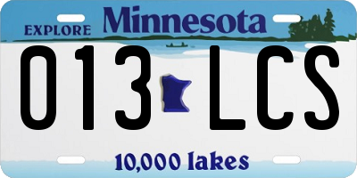 MN license plate 013LCS