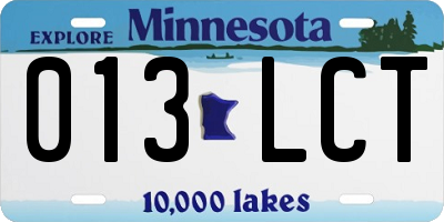 MN license plate 013LCT
