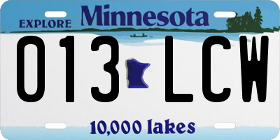 MN license plate 013LCW