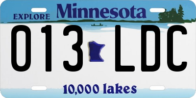 MN license plate 013LDC