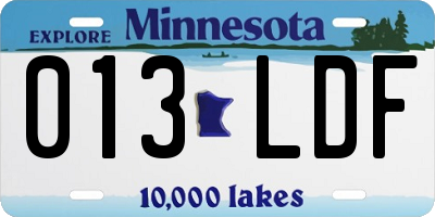 MN license plate 013LDF