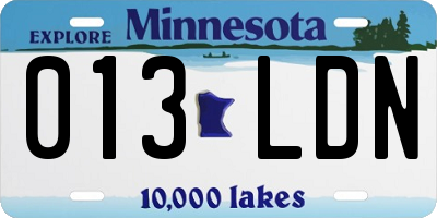 MN license plate 013LDN