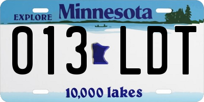 MN license plate 013LDT