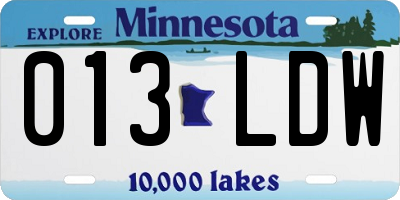 MN license plate 013LDW