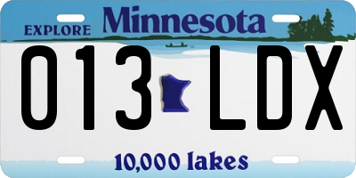 MN license plate 013LDX