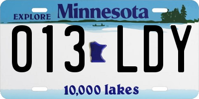 MN license plate 013LDY