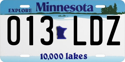 MN license plate 013LDZ