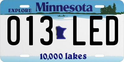 MN license plate 013LED