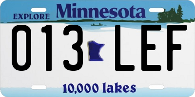 MN license plate 013LEF