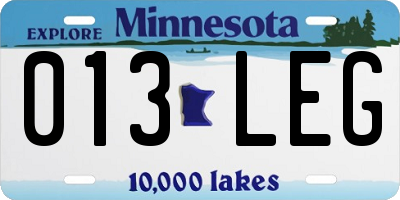 MN license plate 013LEG