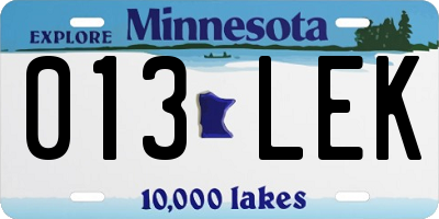 MN license plate 013LEK