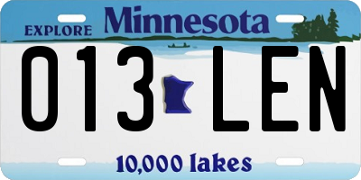 MN license plate 013LEN