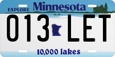 MN license plate 013LET