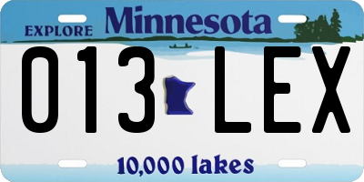 MN license plate 013LEX