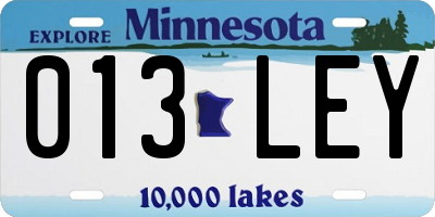MN license plate 013LEY