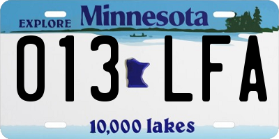 MN license plate 013LFA