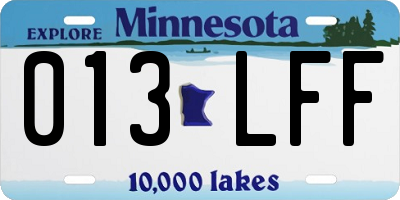 MN license plate 013LFF
