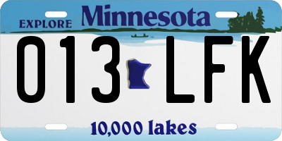MN license plate 013LFK