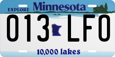 MN license plate 013LFO
