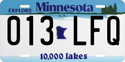 MN license plate 013LFQ