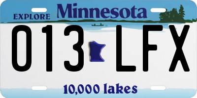 MN license plate 013LFX
