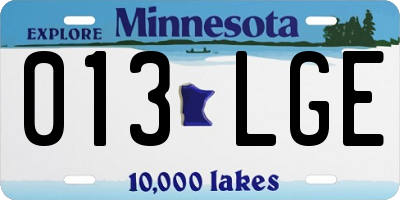 MN license plate 013LGE