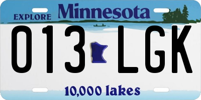 MN license plate 013LGK