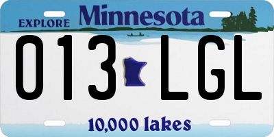 MN license plate 013LGL