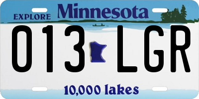 MN license plate 013LGR