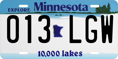 MN license plate 013LGW