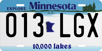 MN license plate 013LGX