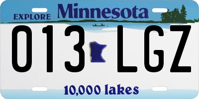 MN license plate 013LGZ