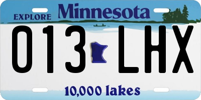 MN license plate 013LHX