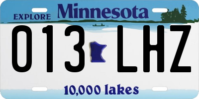 MN license plate 013LHZ